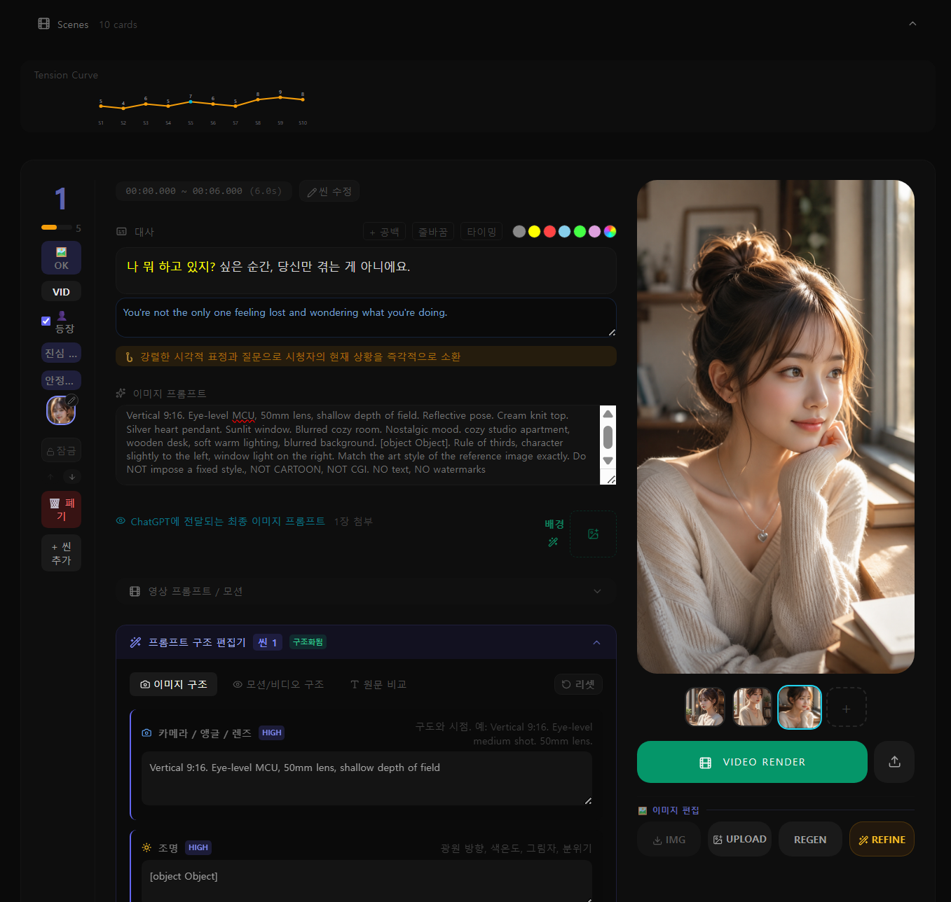 ICT Scene Editor — 씬 1 실제 화면
